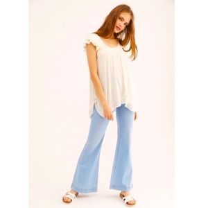 Free People Cream Gauze Babydoll Blouse